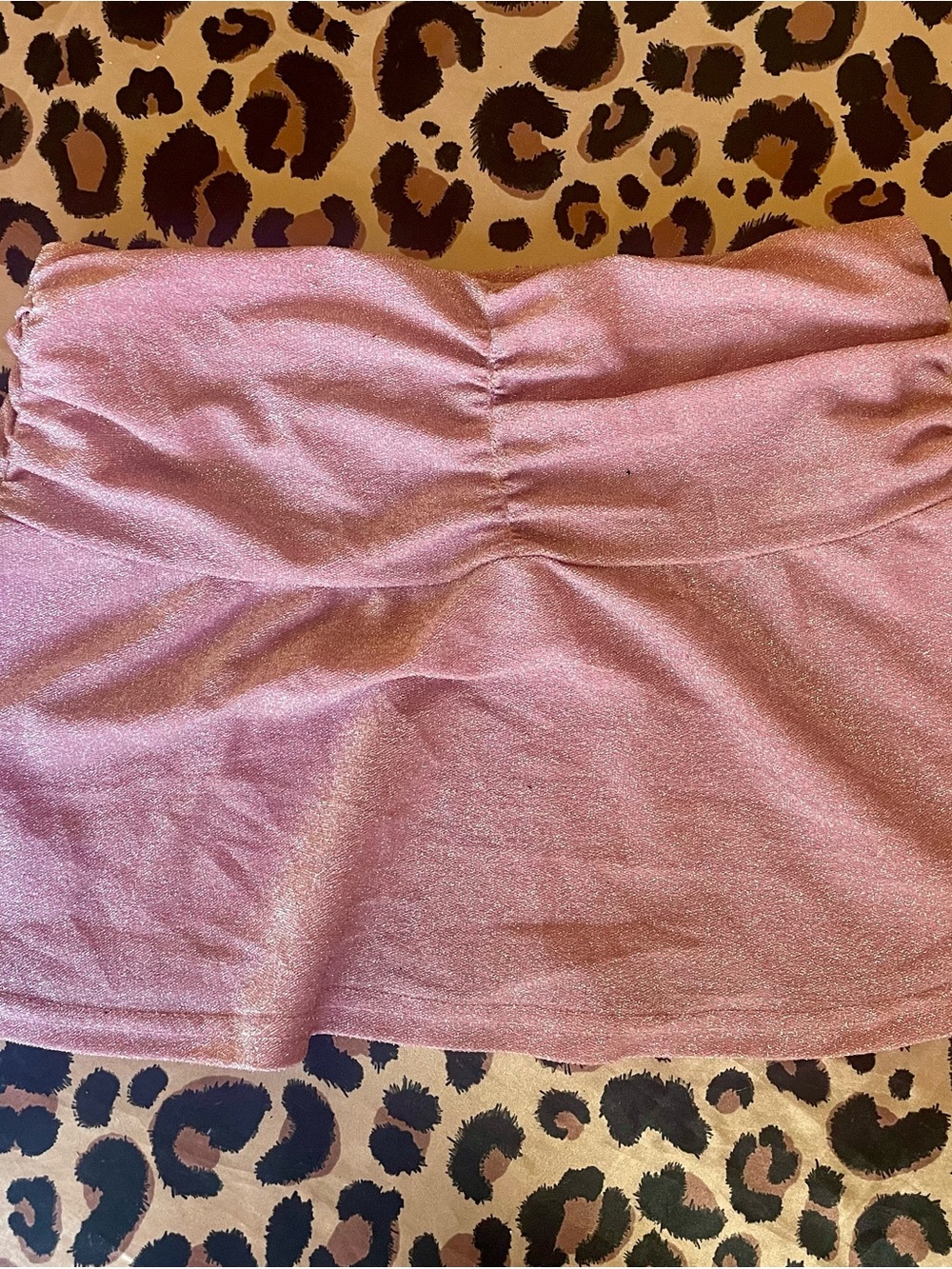 Shimmery Pink Strapless Mini Skirt